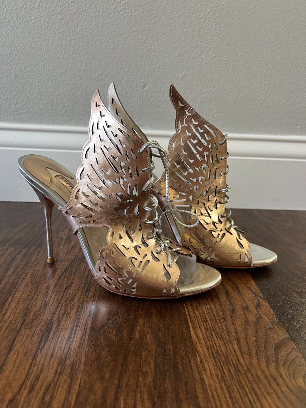 Sophia Webster Rose Gold Butterfly Lace-Up Heels |Rare & Hard to Find Size 40